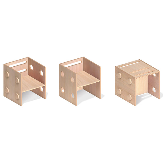 PLURIPIU WOODEN CHAIR / STACKING CUBE SHELF (NL)
