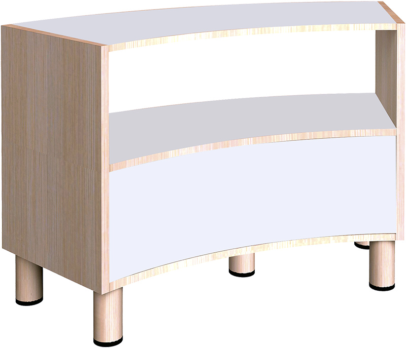 45° CURVED HALF-OPEN 2-LAYER CABINET 70cm H (NL)