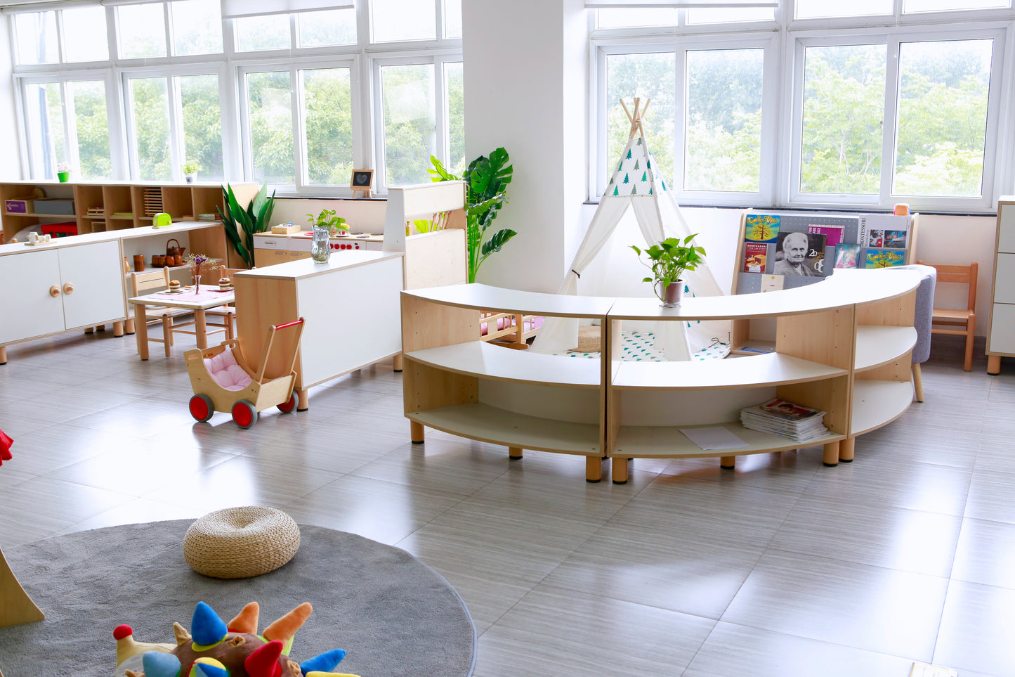 45° CURVED HALF-OPEN 2-LAYER CABINET 70cm H (NL)