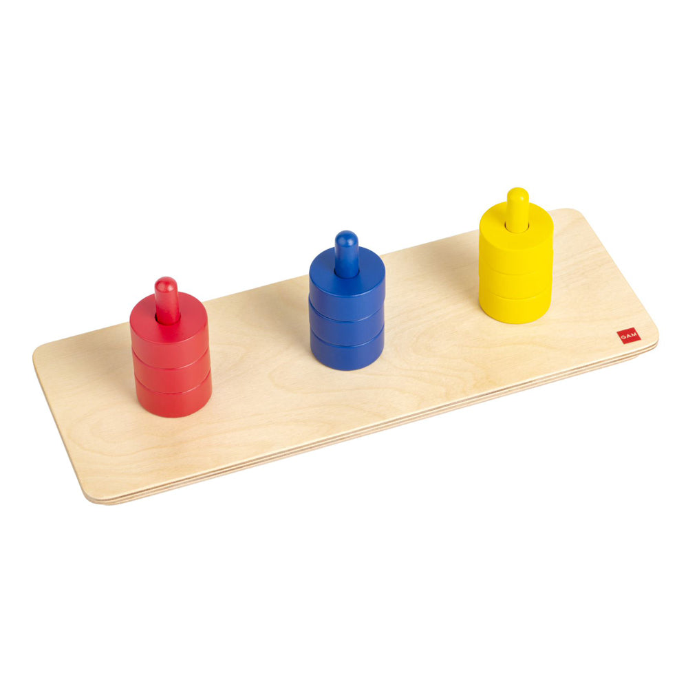 Coloured Discs on 3 Dowels Montessori toys