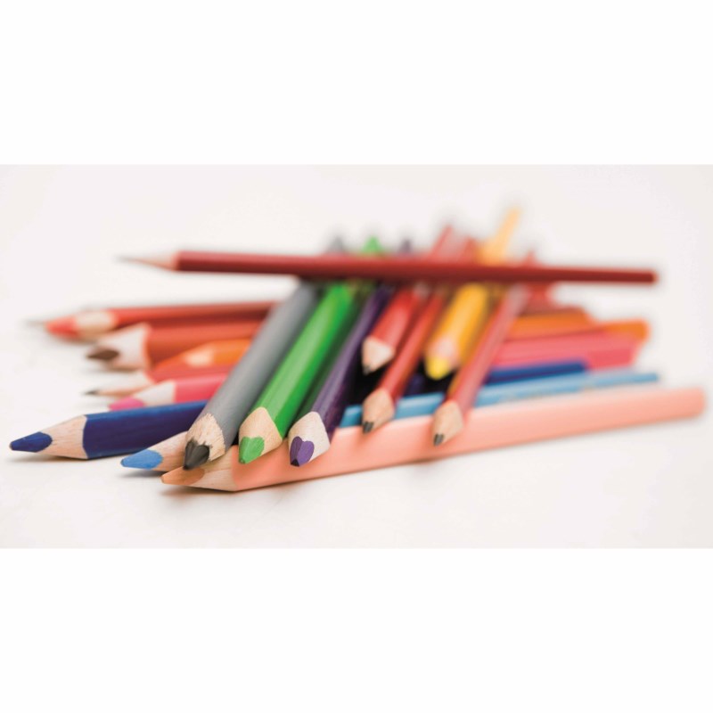 Coloured triangular pencils Goldline in metal tin (NL)