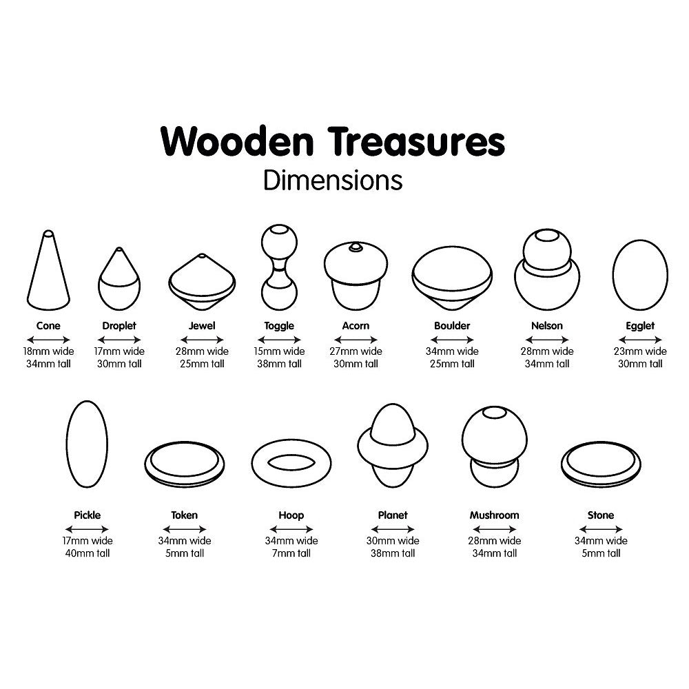 Wooden Coloured Treasures Set - 42 pieces