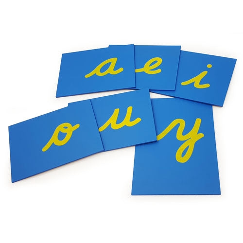 Sandpaper Letters - Lower Case Cursive - set of vowels