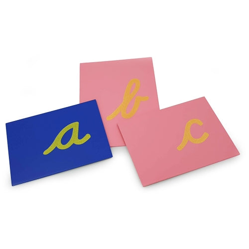 Montessori Sandpaper Letters - Lower Case Cursive with box