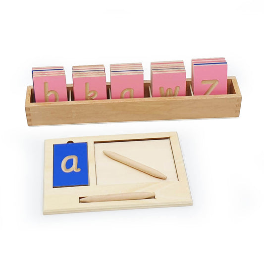 Mini Grooved Letter Tiles: Sassoon Lower Case with Tray and Stylus