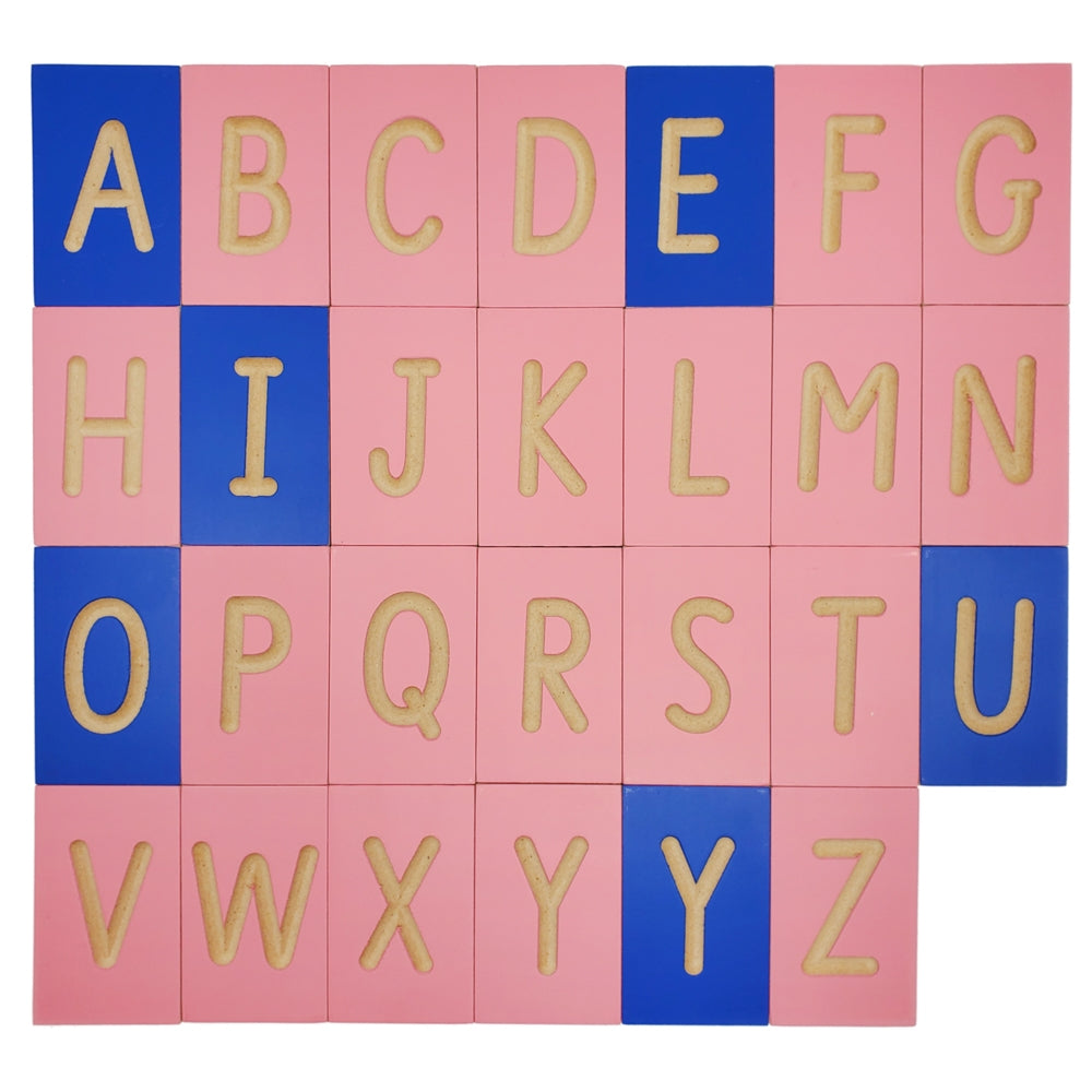 Mini Grooved Letter Tiles: Sassoon Upper Case with Tray and Stylus