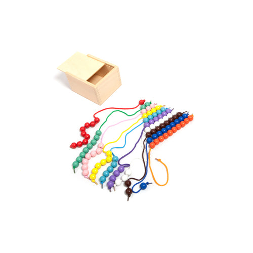 Montessori 100 Lacing Beads in a Wooden Box