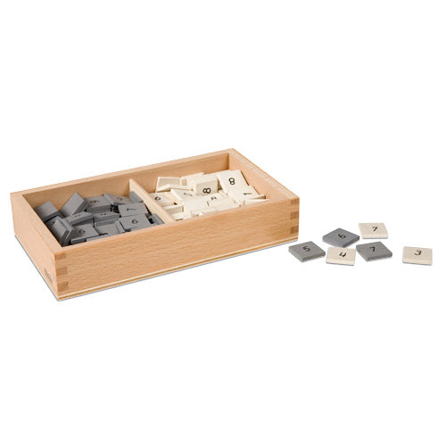 Nienhuis Montessori Box With Gray And White Number Tiles