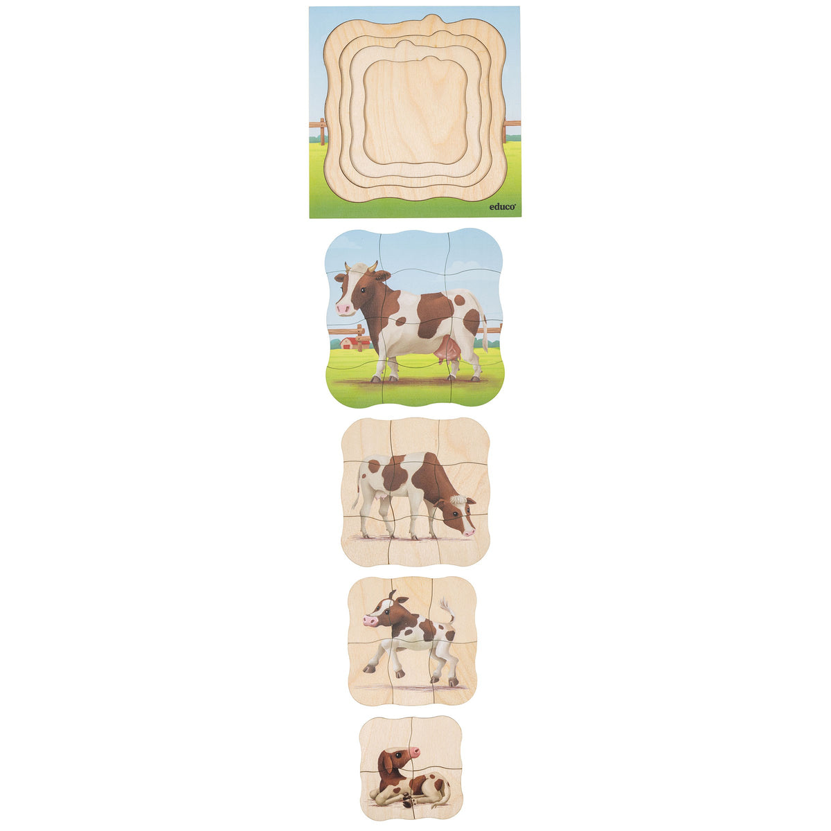 Set of 5 Growth Puzzles - On the Farm (NL)