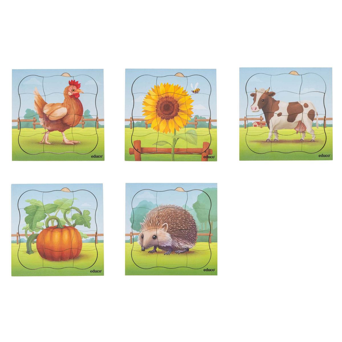 Set of 5 Growth Puzzles - On the Farm (NL)