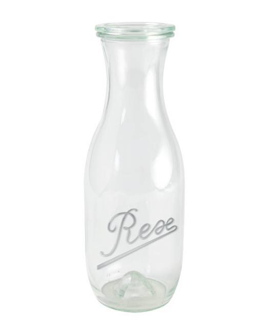 SET OF TWO 1062ml REX water bottles with pyramid base and prism lids. Model 906