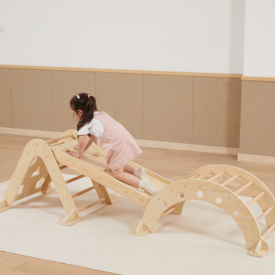 Wooden Climbing Set with Arch, Triangle and Board