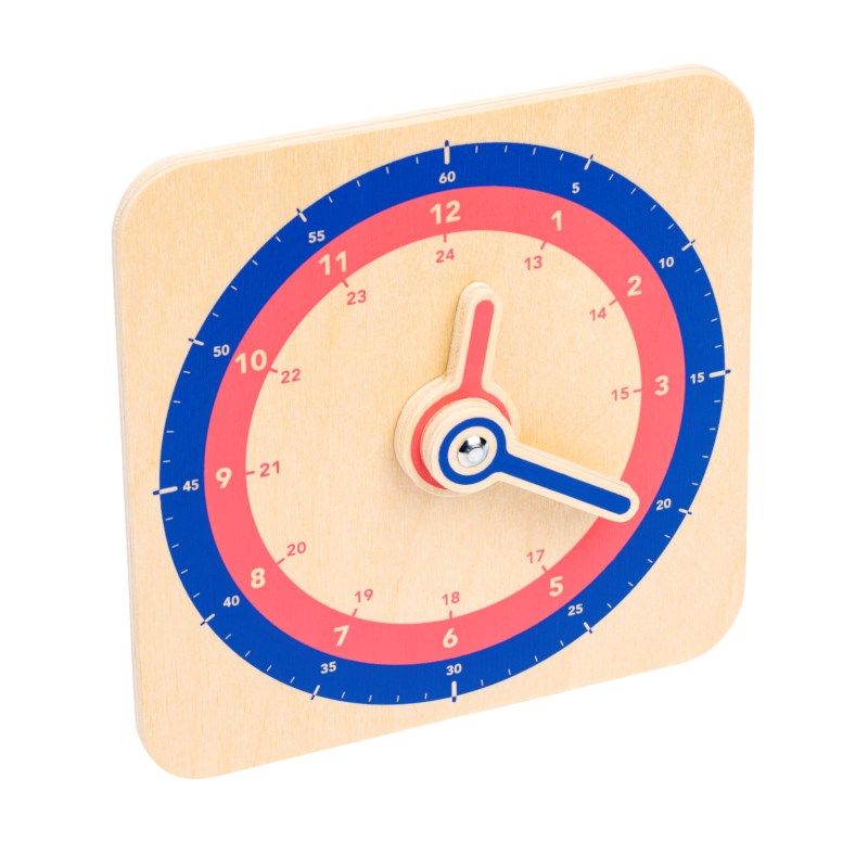 Wooden Teaching Clock : Synchronised hands (NL)