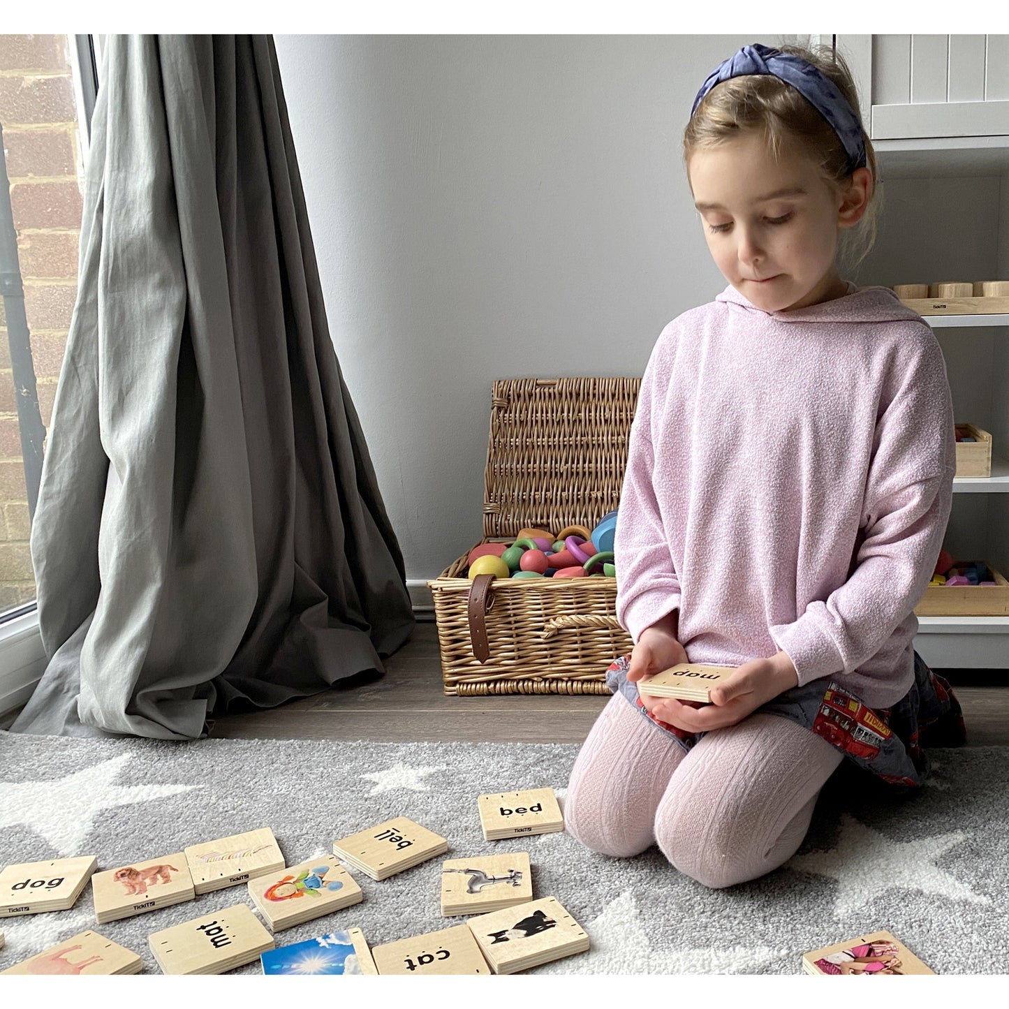 Wooden Phonics Reading Tiles