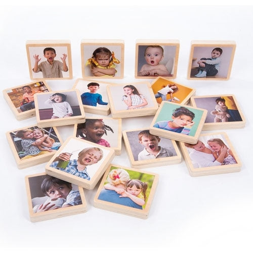 Emotions and Facial Expressions Photo Wooden Tiles