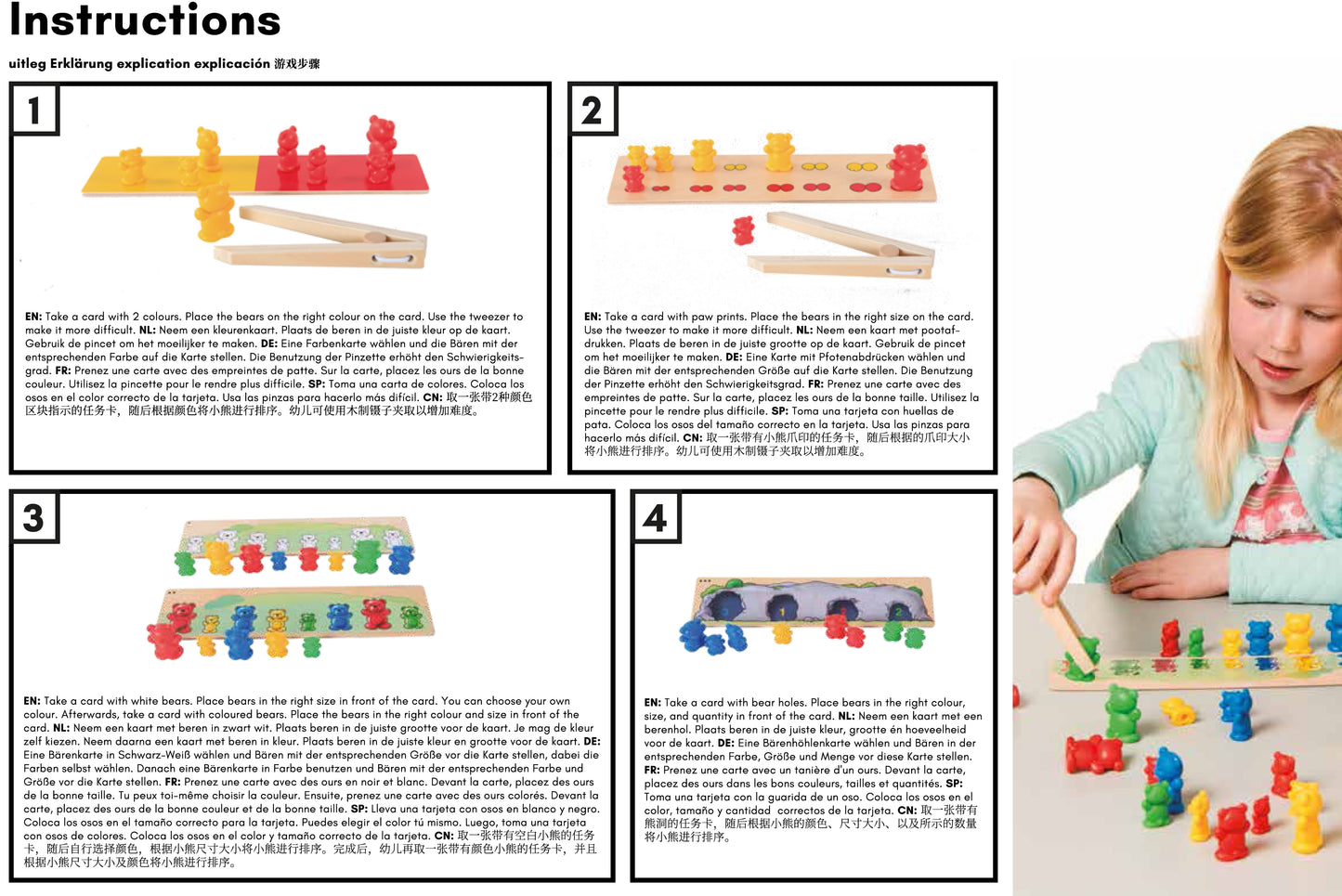 Sorting by size and colour: Sort the bears