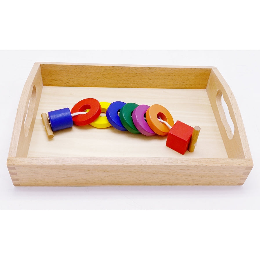Lacing Rings with a wooden tray