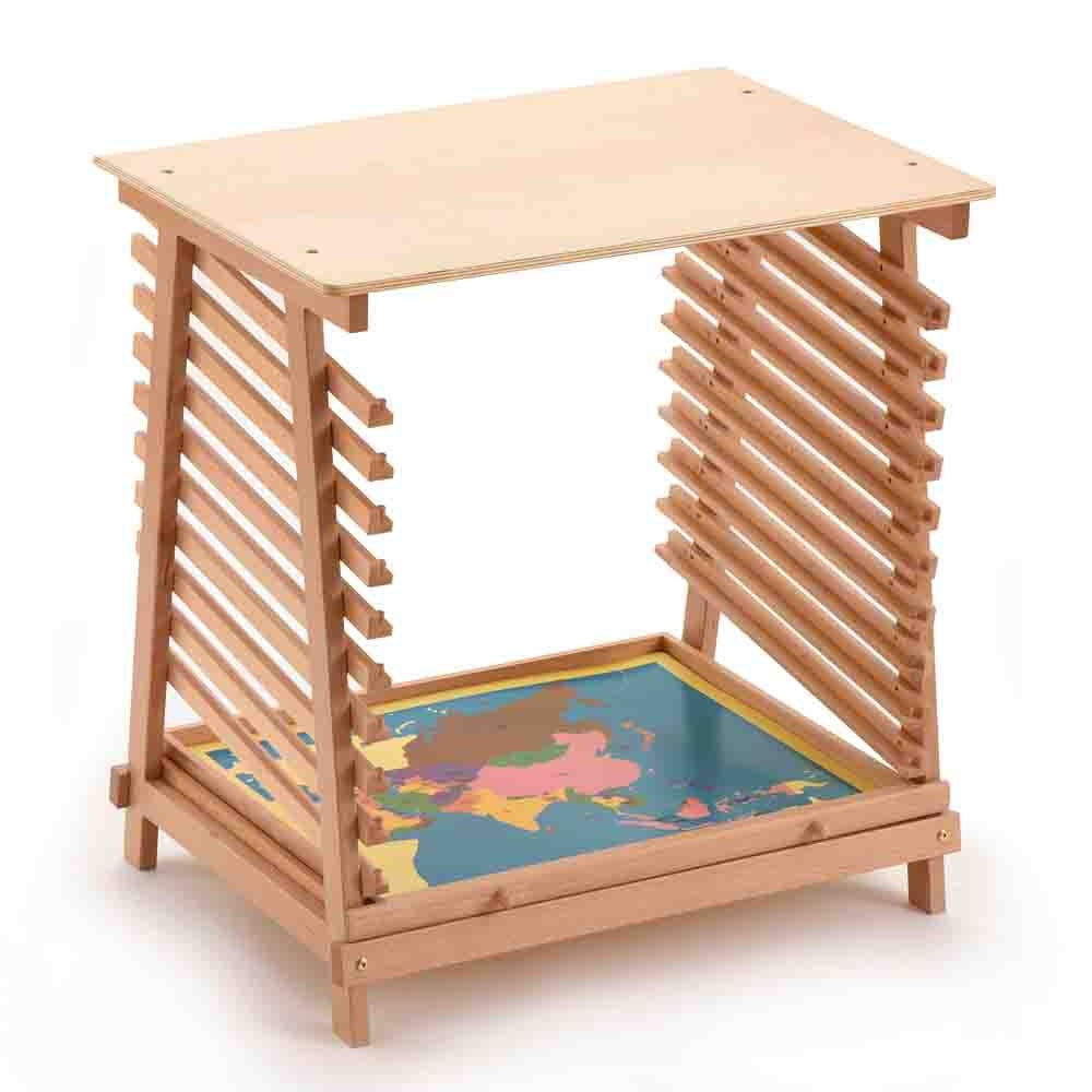 Large Puzzle Map Stand with Drawer