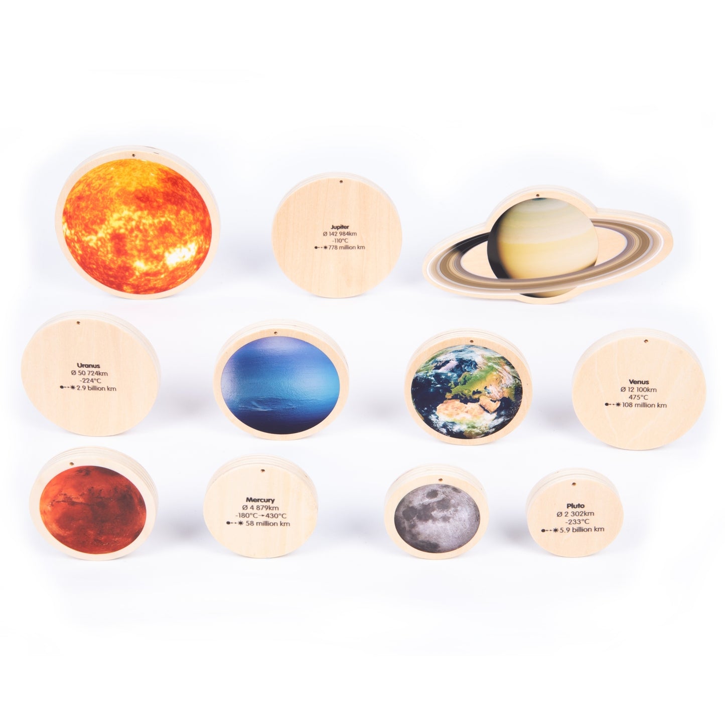 Solar System Wooden Discs / Mobile and Poster