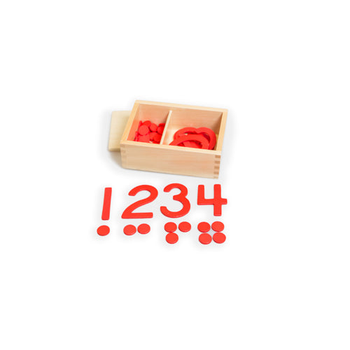 Montessori Cut-out Numerals and Counters - Red