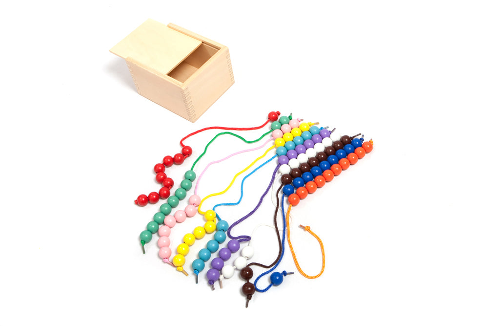 100 Lacing Beads in a  Wooden Box