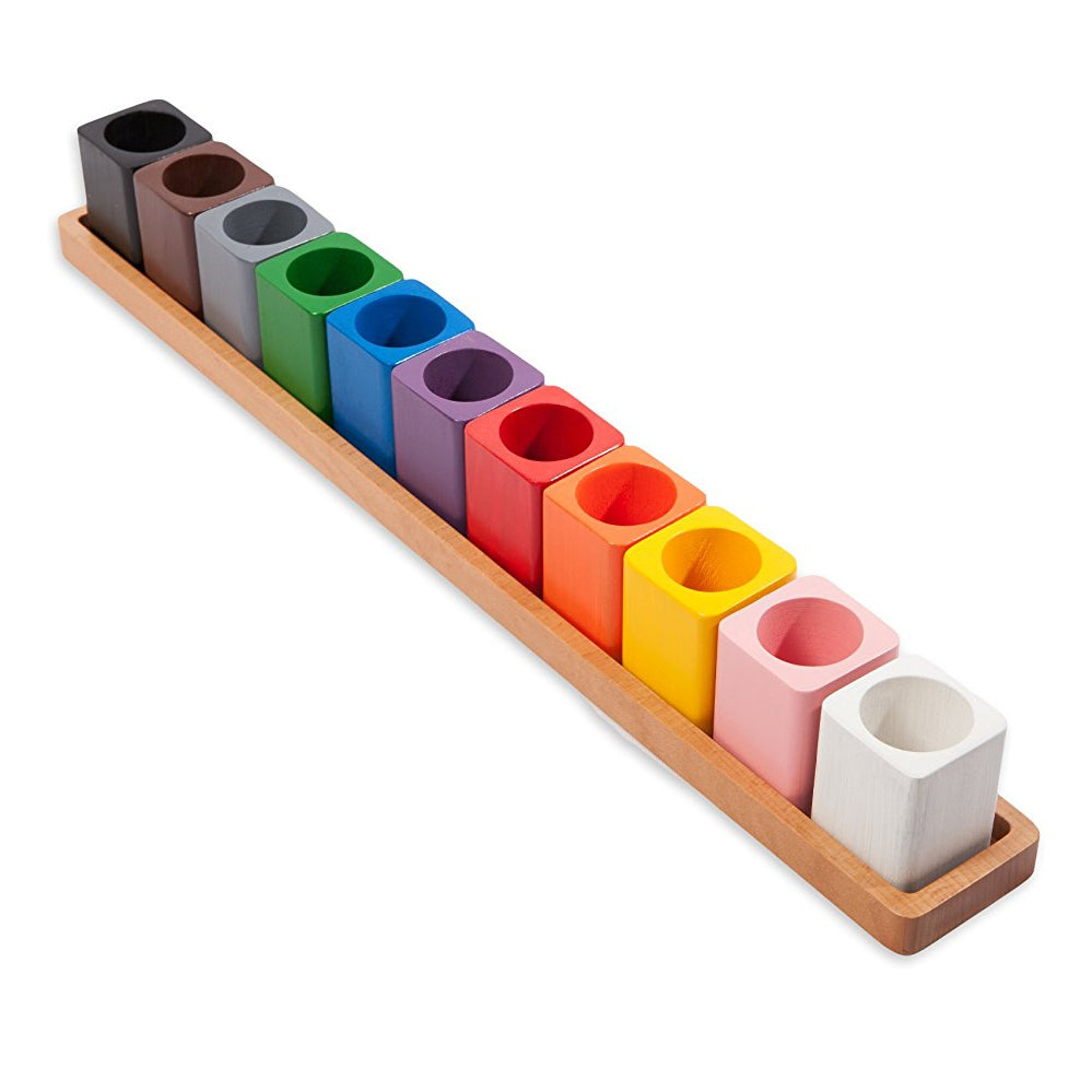 Montessori Pencil Holders On A Wooden Stand