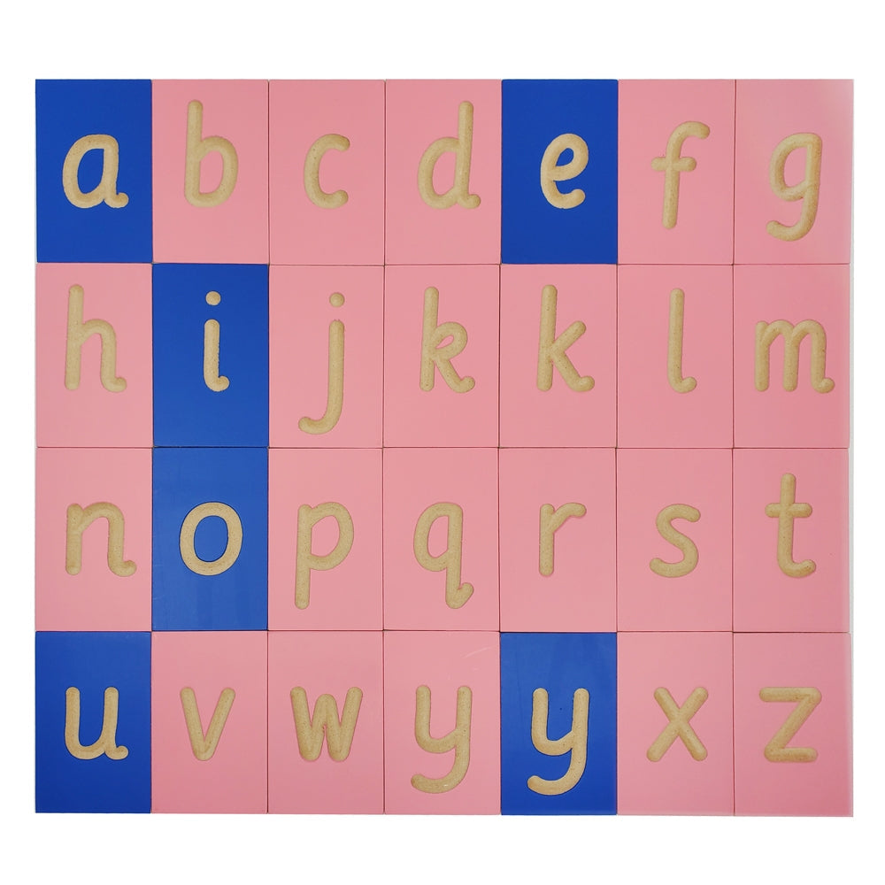 Mini Grooved Letter Tiles: Sassoon Lower Case with Tray and Stylus