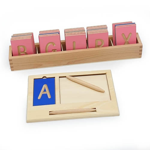 Montessori Mini Grooved Letter Tiles: Sassoon Upper Case with Stylus