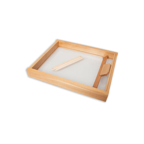 Montessori Sand Tray with Clear Base and Smoothing Tool