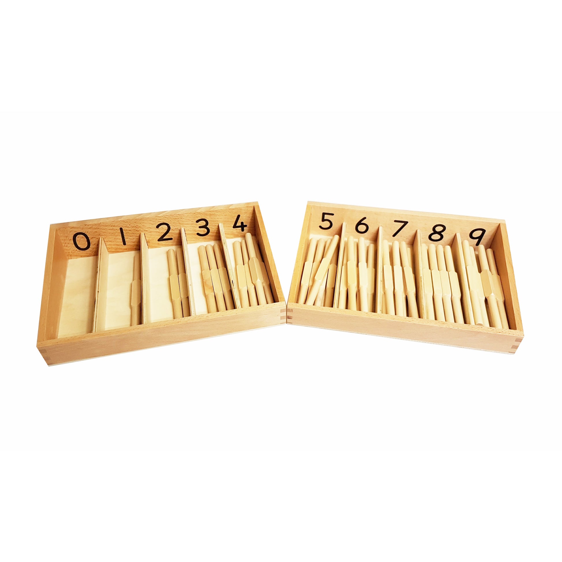 Montessori Spindle Boxes 0-4 and 5-9
