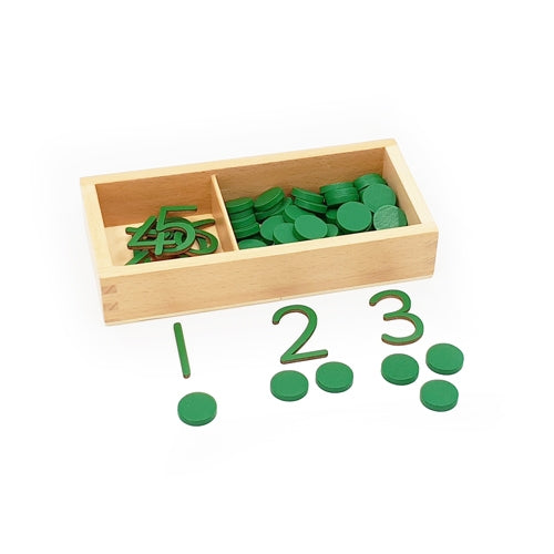 Montessori Cut-out Numerals and Counters - Green
