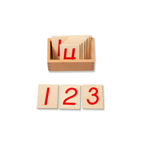 Montessori Red Numbers Cards 1-10 and box