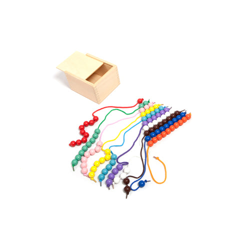 Montessori 100 Lacing Beads in a  Wooden Box