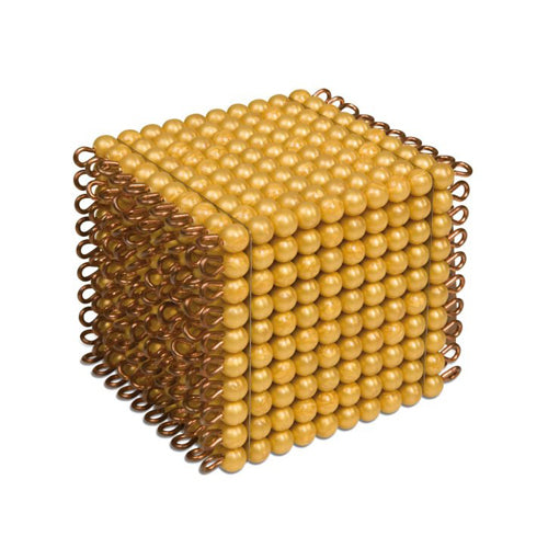 Nienhuis Montessori One Golden Bead Cube Of 1000, Ind. Beads