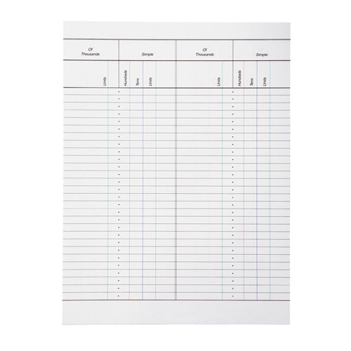 Nienhuis Montessori Notation Paper Small Bead Frame, 50 Shts