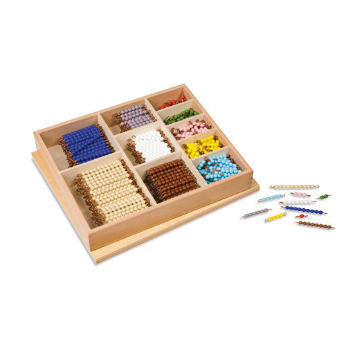 Nienhuis Montessori Multipl.Bead Bar Layout Box, Glass Beads